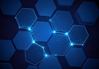 Abstract Blue Hexagon Network - Modern Technology Connection.