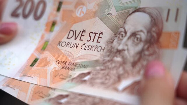 close up of  Czech currency
