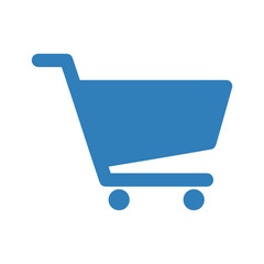 Blue shopping cart icon on white background