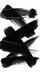 Abstract Black Brushstrokes on White Background - Expressive Art.