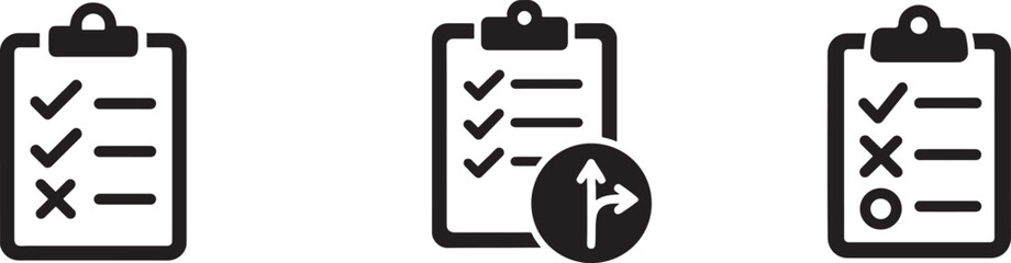 Silhouette clipboard checklist icon vector. Minimal black EPS symbol for tasks, audit, UI