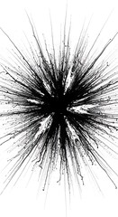 Abstract Black Burst - A Dynamic Explosion of Ink on White.
