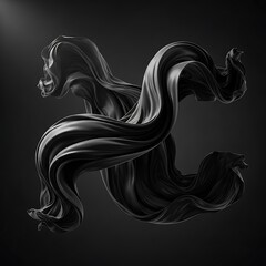 Abstract Black Fabric Sculpture - A Study in Texture and Form.