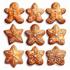 Festive Gingerbread Cookies with Icing Designs