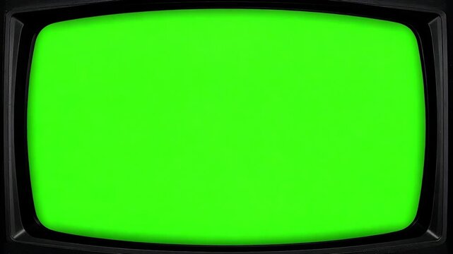 Retro Television Set with a Blank Green Screen for Media Replacement, Nostalgic Technology Display for Custom Content Insertion