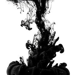 Abstract black ink explosion in water, a monochrome vision.