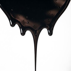 Abstract Black Liquid Drip on White Background - Dark Fluid Texture.