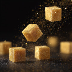 Golden sugar cubes