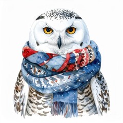 Snowy Owl With Colorful Winter Scarf