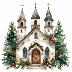 Festive Chapel with Christmas Decorations