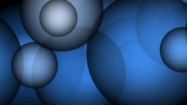 Abstract Blue Spheres Overlapping with Gradient Lighting and Dark Vignette Effect circles