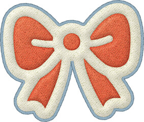 Christmas bow element patchwork fabric decoration with cute festive style for winter craft and holiday design