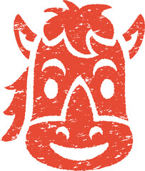 午年の馬の顔のスタンプ