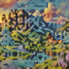 Mountain Cottage with Stream in Scenic Valley