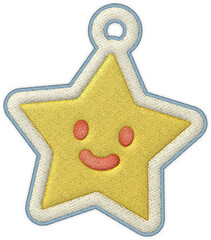 Christmas star patchwork element cute yellow smiling face embroidery charm