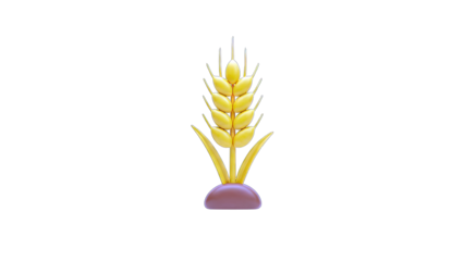 3D Rendered Wheat Illustration on White Background