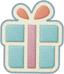Christmas patchwork gift element pastel embroidery badge cute blue present