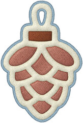 Christmas patchwork pine cone element embroidery ornament cozy textile art