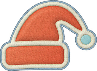 Christmas patchwork element santa hat applique cheerful fabric badge design
