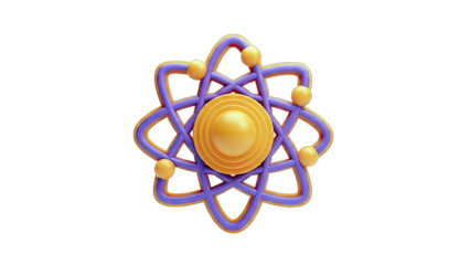 3D Atom Model Isolated on White Background