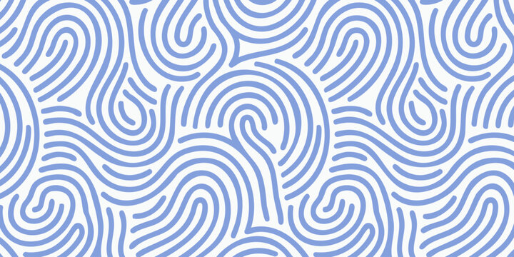 Seamless abstract organic wavy lines pattern in tranquil light blue and crisp white, creating a flowing decorative background design perfect for modern graphic projects and elegant textural aesthetics