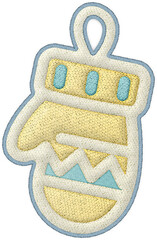 Christmas mittens embroidery patchwork element ornament for winter holiday craft design