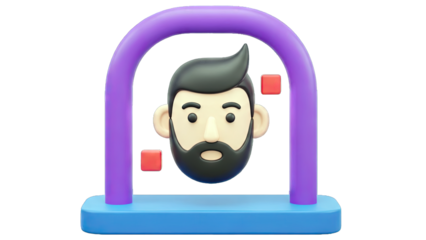 3D Cartoon Man Head Inside Frame - Concept