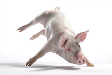 Playful Pig Performing Breakdance Move in Mid Air