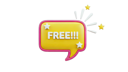 3D Free Speech Bubble with Stars on White Background