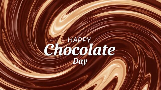 Happy chocolate day celebration with swirly chocolate background
