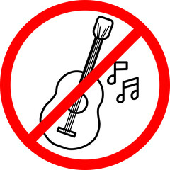no busker. busker prohibited sign. busking prohibited sign, guitar prohibited sign. no beggar. sign. ban guitar