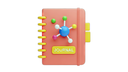 3D Journal with Molecule Icon - Science Concept