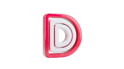 3D Letter D in Red and White - Isolated on White
