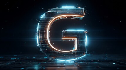 Glowing Futuristic G  AI Data Global Technology.