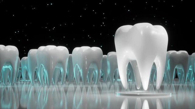 Perfect Single Tooth Standing Out, Dental Health, Whitening and Hygiene Concept
