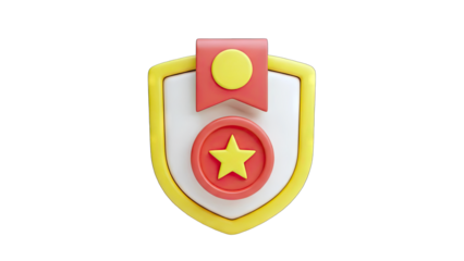 3D Shield with Star and Badge - Achievement Concept