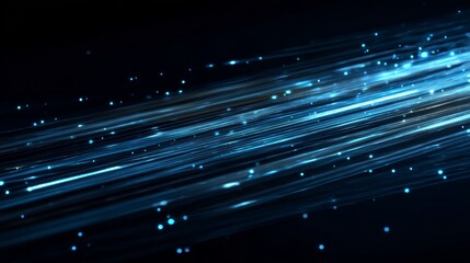 Blue light streak fiber optic speed lines creating futuristic abstract background representing 5g and 6g wireless data transmission, ultra high speed internet connectivity, digital network flow, next 