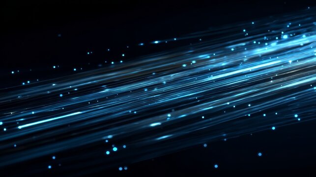 Blue light streak fiber optic speed lines creating futuristic abstract background representing 5g and 6g wireless data transmission, ultra high speed internet connectivity, digital network flow, next  - Powered by Adobe