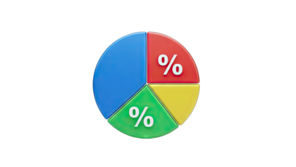 3D Pie Chart Illustrating Data Analysis on White