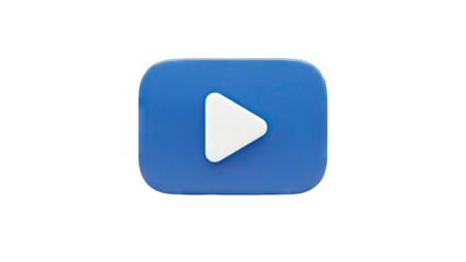 3D Play Button Icon on White Background