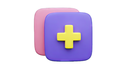 3D Plus Sign Icon on Colorful Background