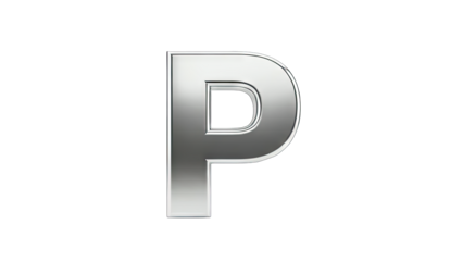 Silver Letter P on White Background