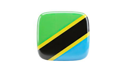 Tanzania Flag Icon Isolated on White Background