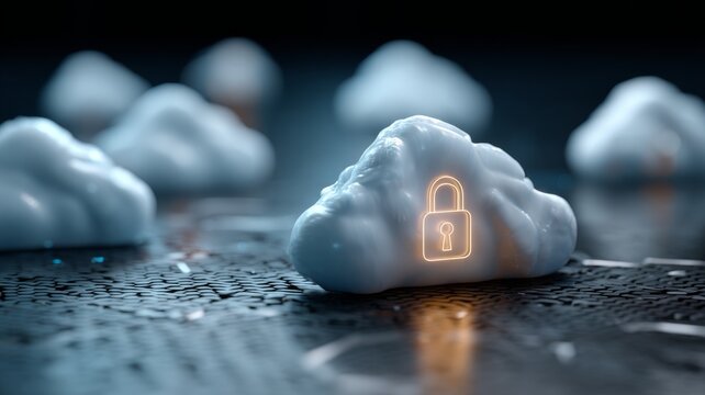 3d rendering of cloud computing and network security concept with digital data flow and futuristic technology infrastructure for it and cybersecurity solutions - Powered by Adobe