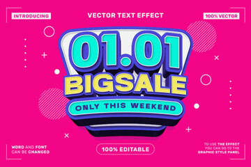 01.01 Big Sale Editable Vector Text Effect