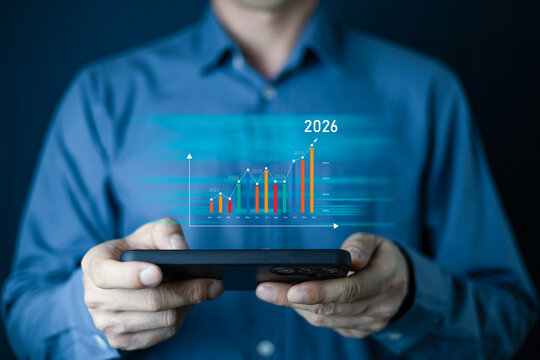 Business target 2026 .Business bar chart and line graph showing yearly business growth from 2021 to new year 2026, represent data analytics, future 2026 planning - Powered by Adobe