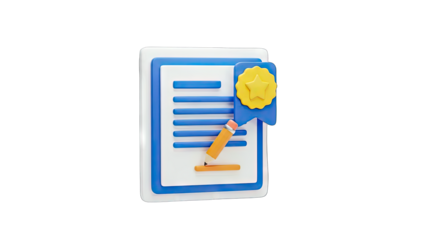 Document with Pencil and Award - Agreement Concept