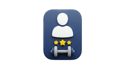 Fitness App Icon with User Rating and Dumbbell