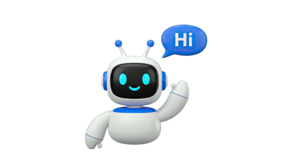 Friendly Robot Saying Hi with Speech Bubble