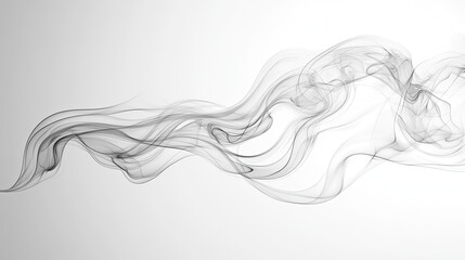 Realistic transparent smoke or steam flowing in white background, artistic and abstract